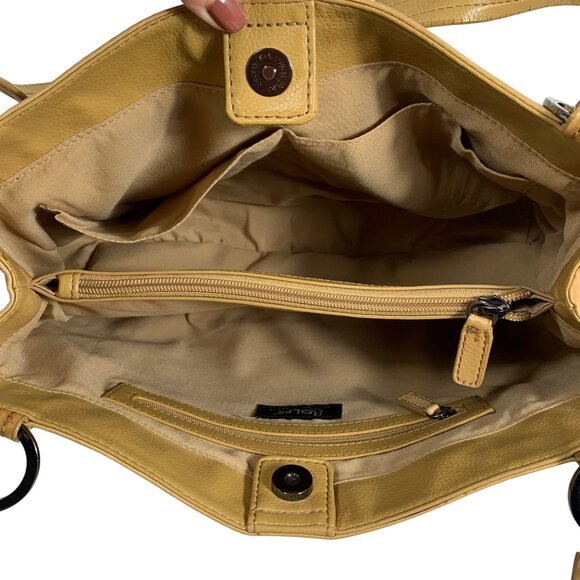 Vintage ROLFS Cognac Leather Shoulder Bag Three Compartments + Pockets - Picture 6 of 13